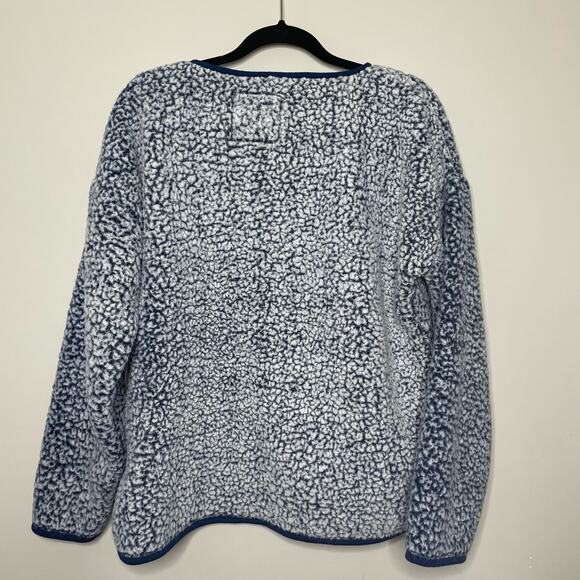 Jachs Girlfriend Faux Fur Sherpa Fleece Long Sleeve Top Crew Neck Blue White L - Picture 7 of 13